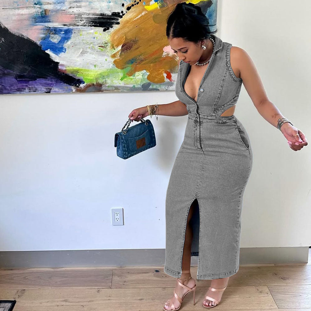 Halter-neck long dress