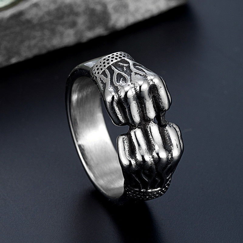 Stainless Steel Fist Retro Ring for Men