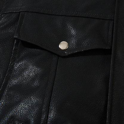 Heren casual Amerikaanse stijl losse PU-leren jacket
