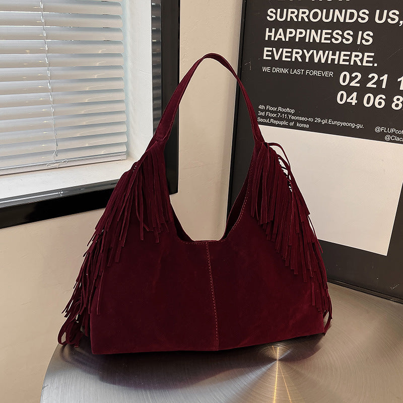 Suede Single Shoulder Tote Bag