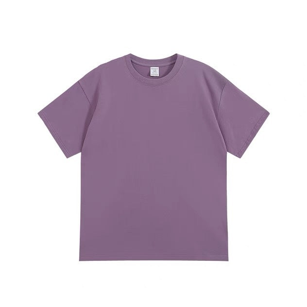 small neckline cotton loose short sleeve solid color bottoming T-shirt