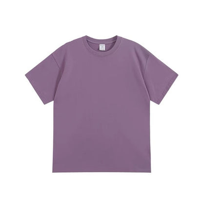 small neckline cotton loose short sleeve solid color bottoming T-shirt