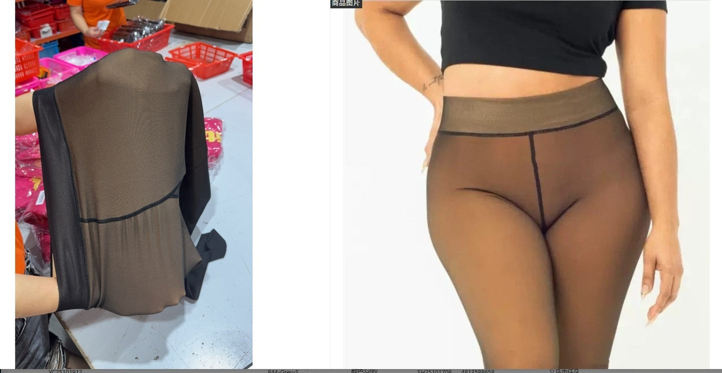 Doorzichtige legging met fleecevoering