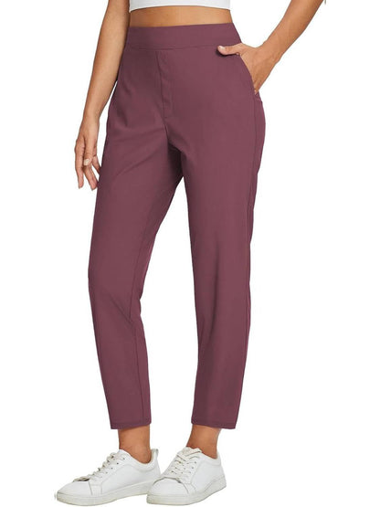 Womens High Waisted Elastic Pocket Casual Pants