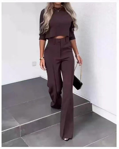 Women's Nine-Quarter Sleeve Slim-Fit Suit Set
