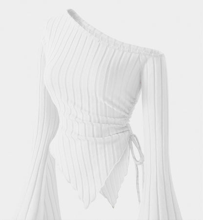 Women's Off-Shoulder Bell Sleeve Knit Top