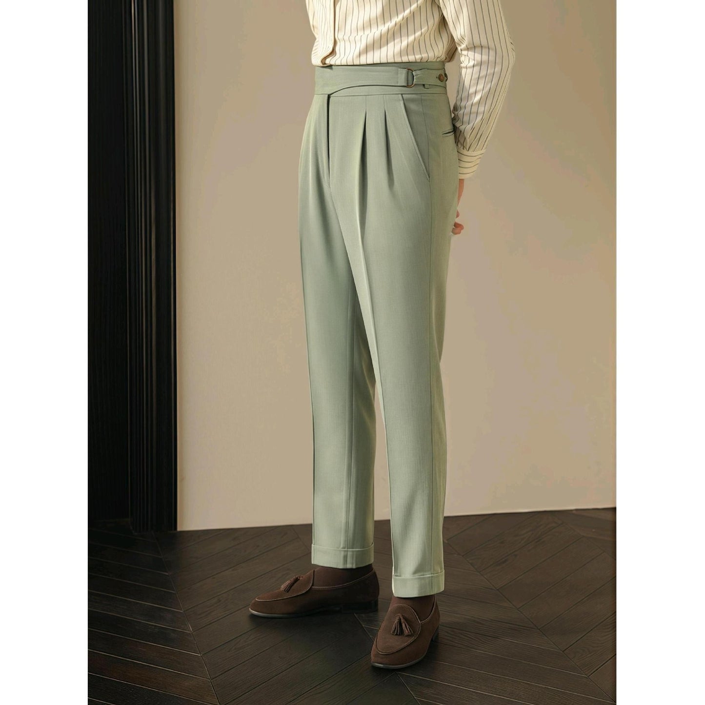 Heren Britse Retro Business Buckle Pants