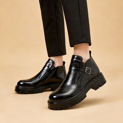 Mens Retro Chelsea Boots Thick Sole Slip-On