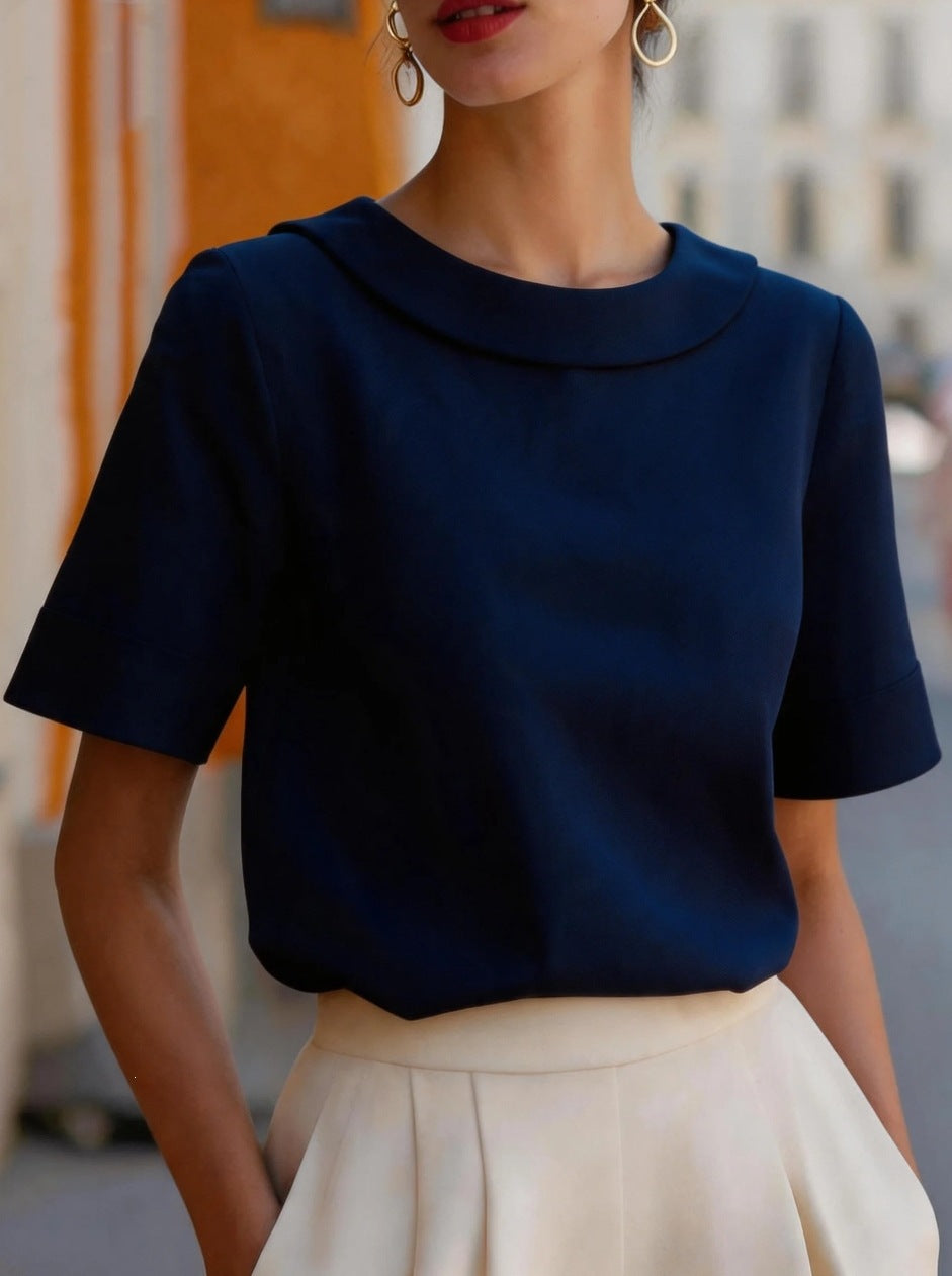 Womens Designer Short Sleeve Solid Shirt