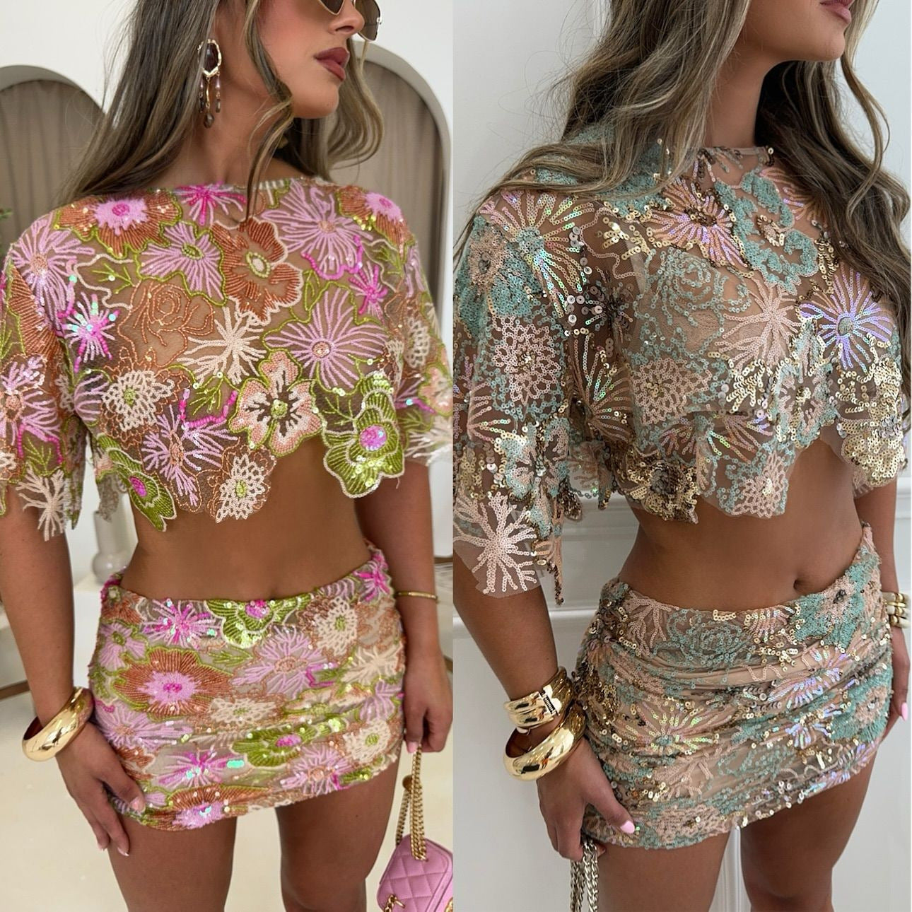 Borduurwerk Pailletten Zware Industrie Feestrok Pak Kort/Lang