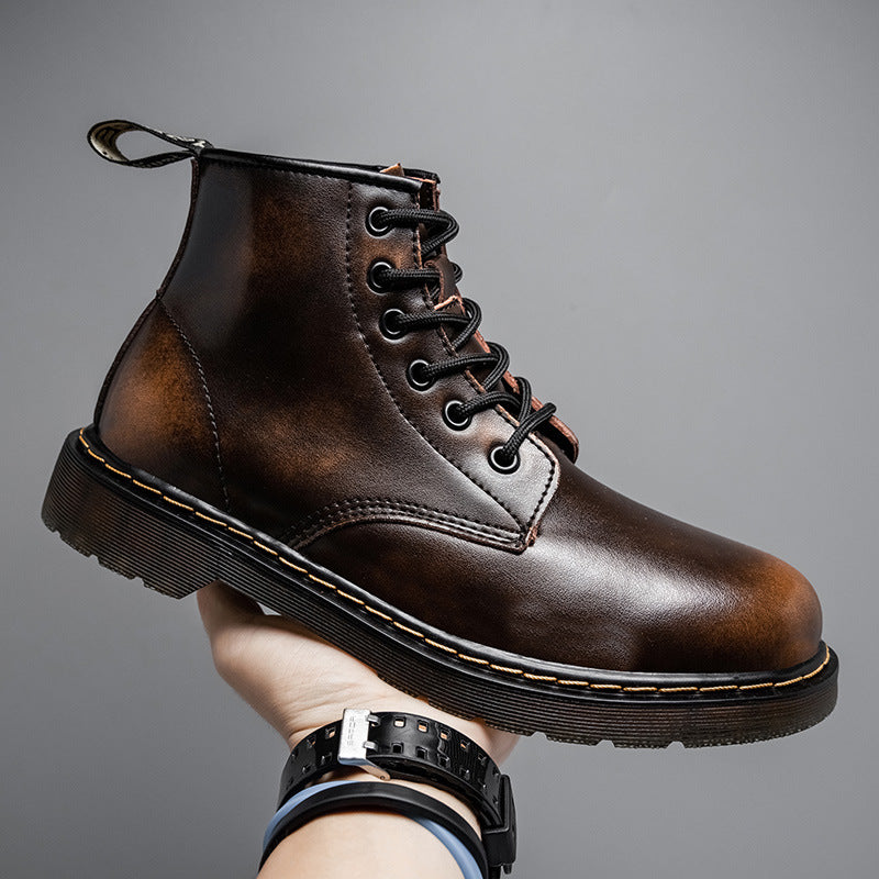 Men's Leather Martin Boots Mid Top Work Boots
