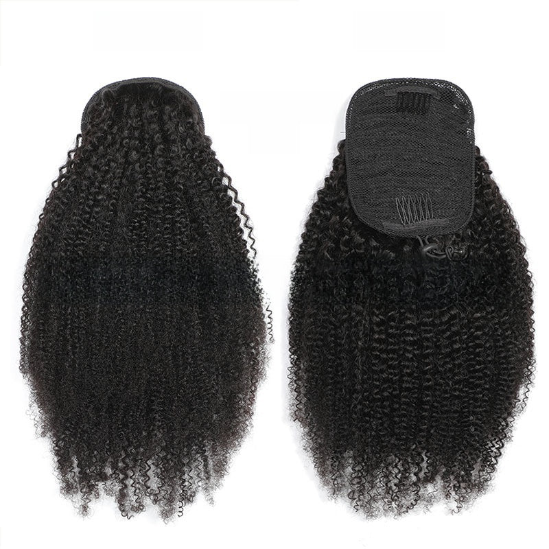 Real hair drawstring ponytail