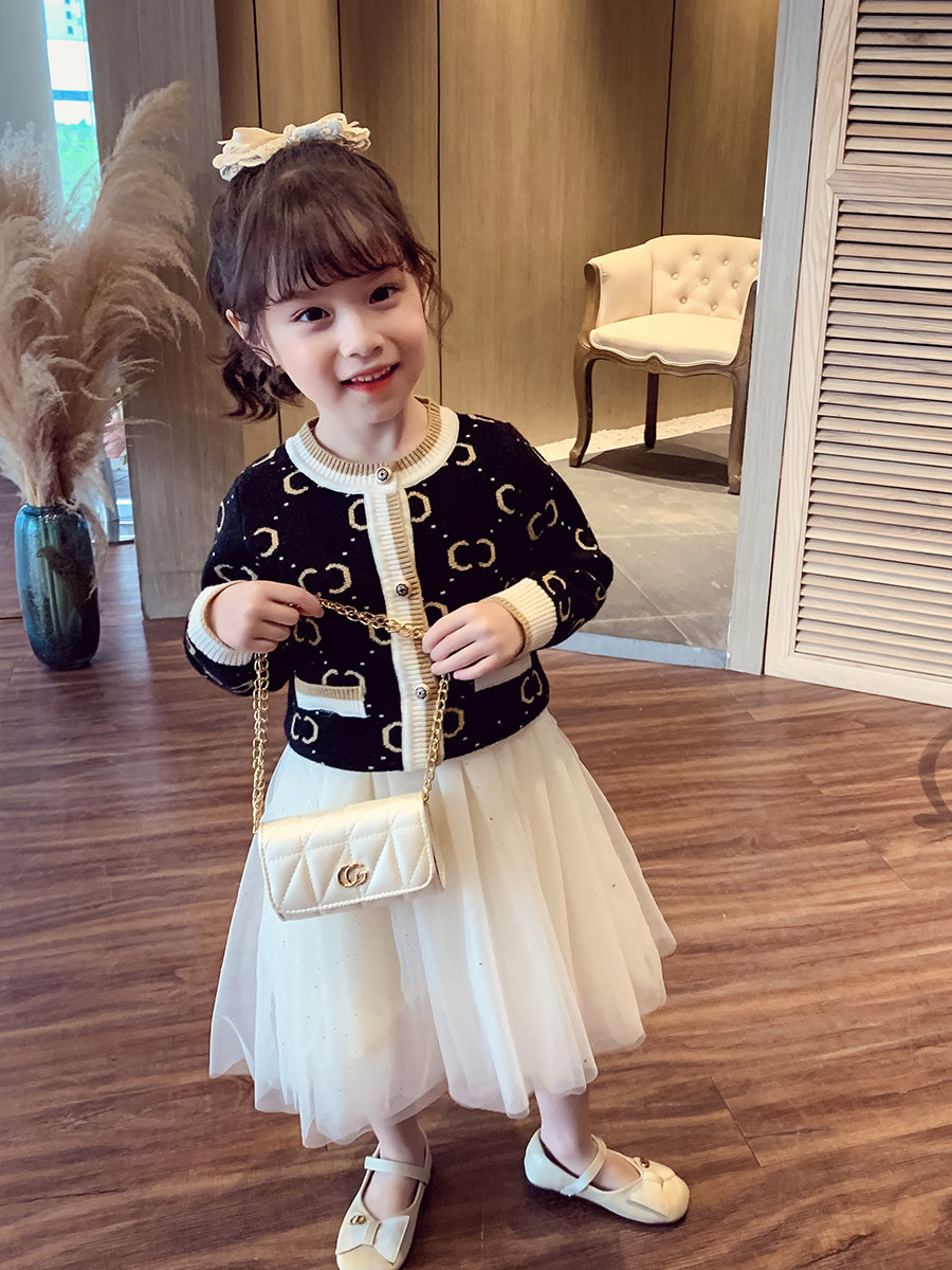 Meisjes gebreide trui met cardigan