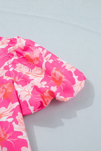 Zomerblouse met korte pofmouwen en bloemenprint