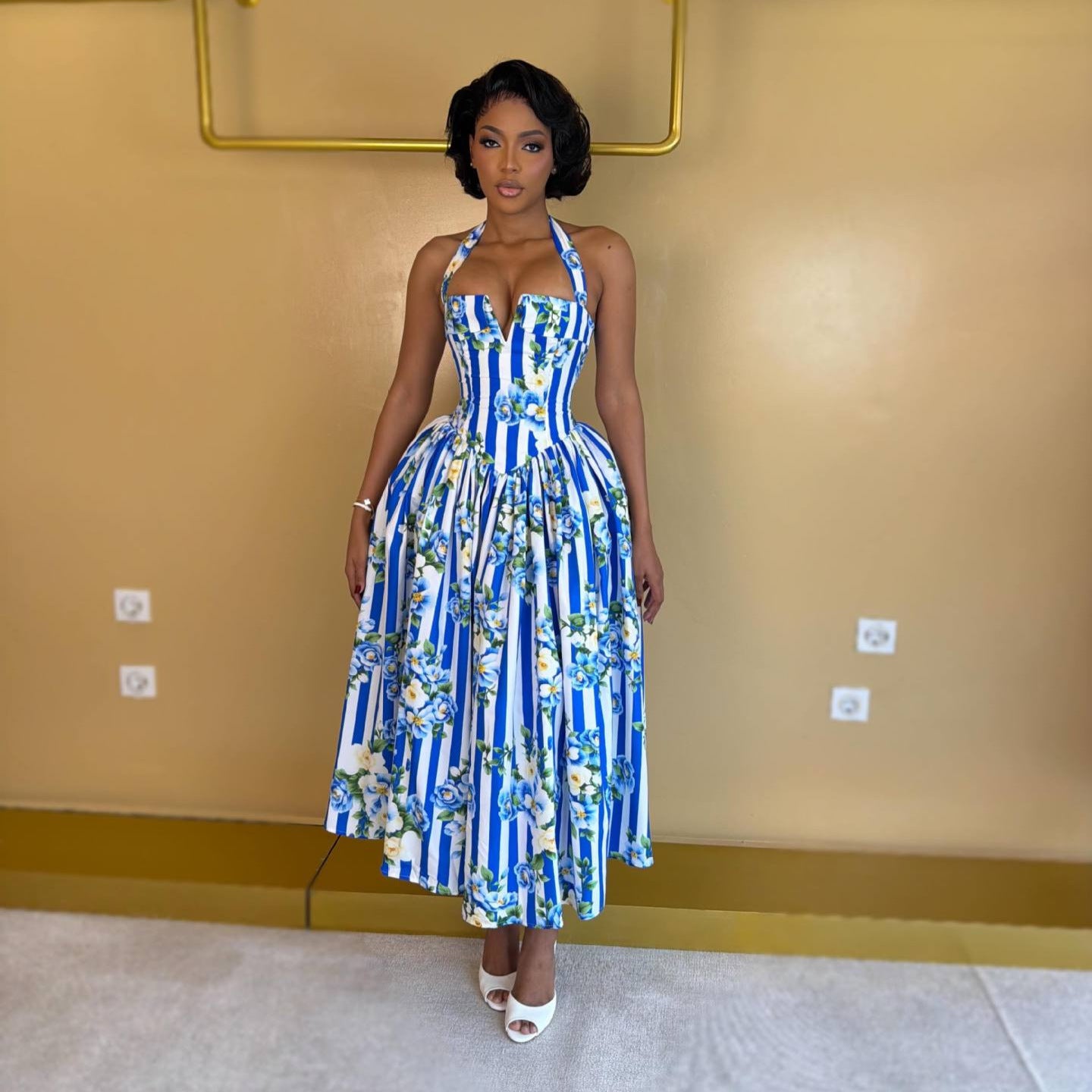 Floral Print Halter Neck Dress