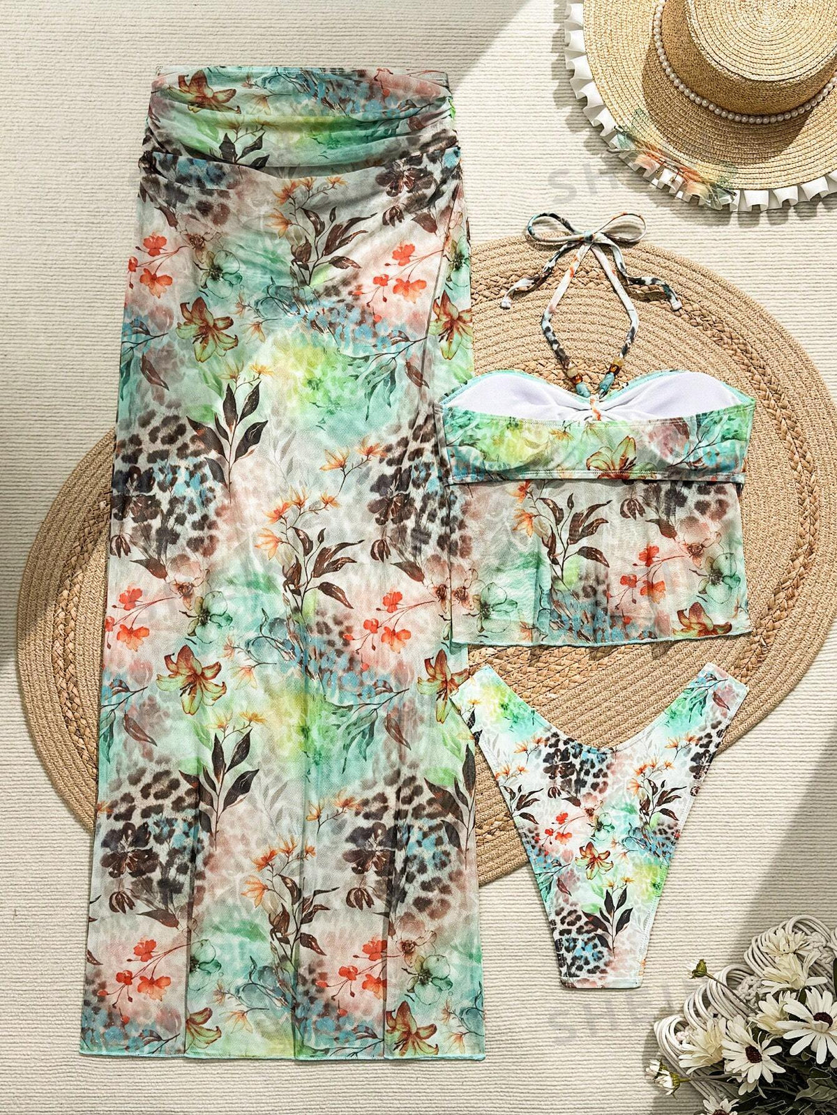 Floral Print Halter Neck Summer Dress