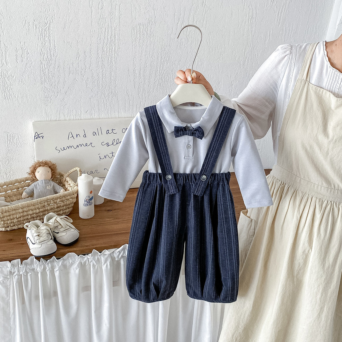 Baby Boy Gentleman Suit Set with Bow Tie