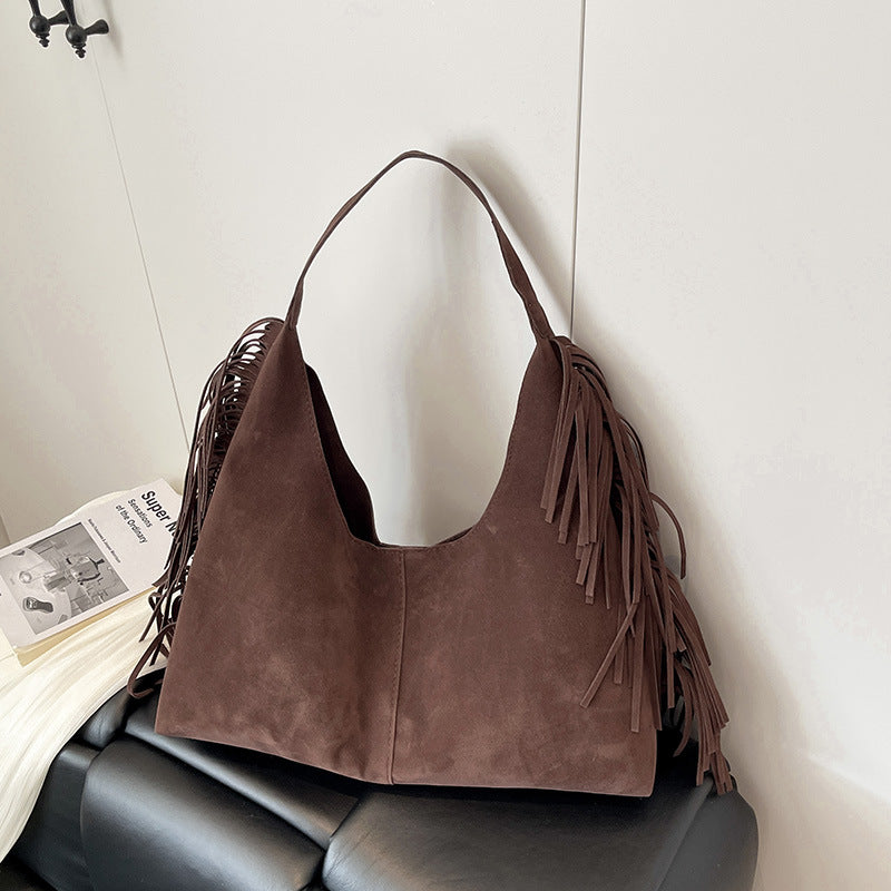 Suede Single Shoulder Tote Bag