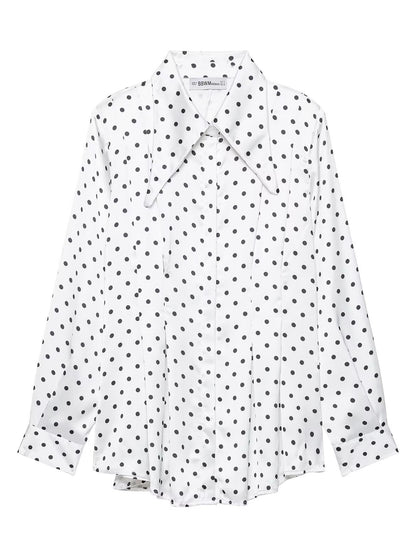 Women's Polka Dot Shirt and High-Waisted Pants