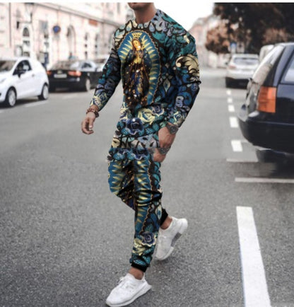 Ronde hals T-shirt Lange mouwen Sportbroek Tweedelige set