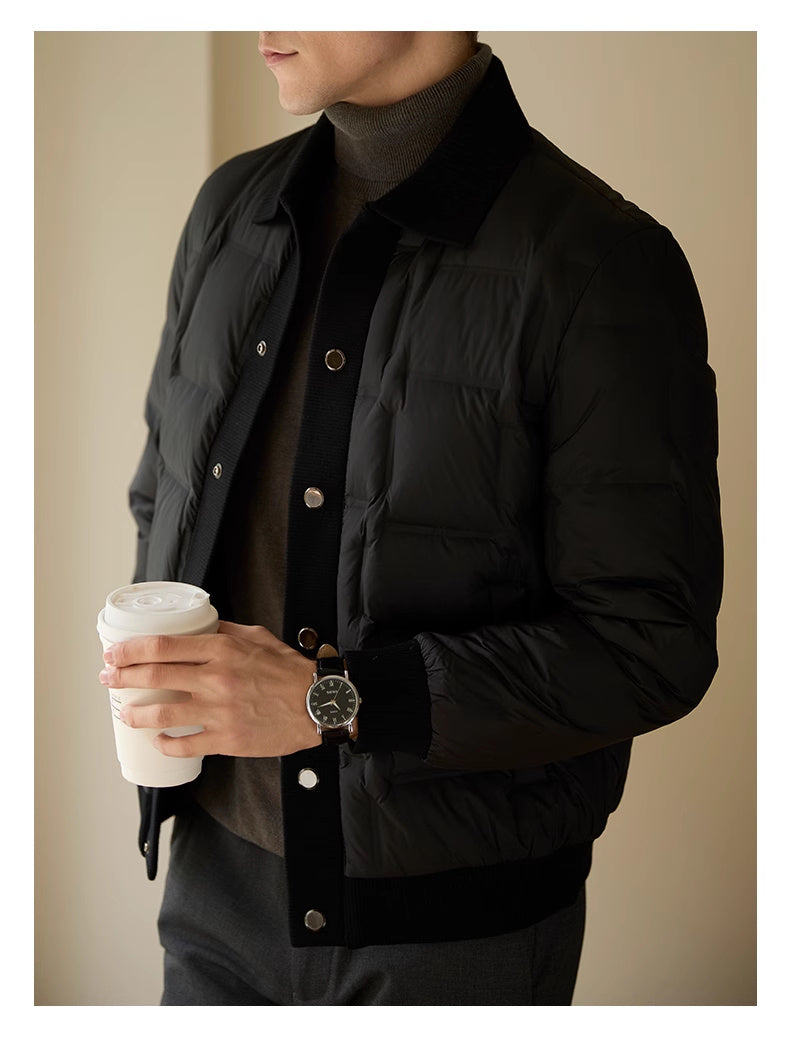 Heren High-end Casual Patchwork Korte Pufferjas
