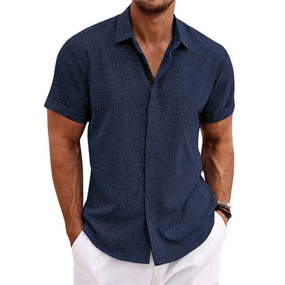 Mens Linen Short Sleeve T-Shirt Casual Shirt