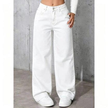 Women's High Waisted Retro Straight Leg Denim Pants