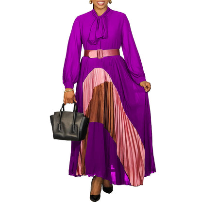 Elegant Pleated Dress with Belt