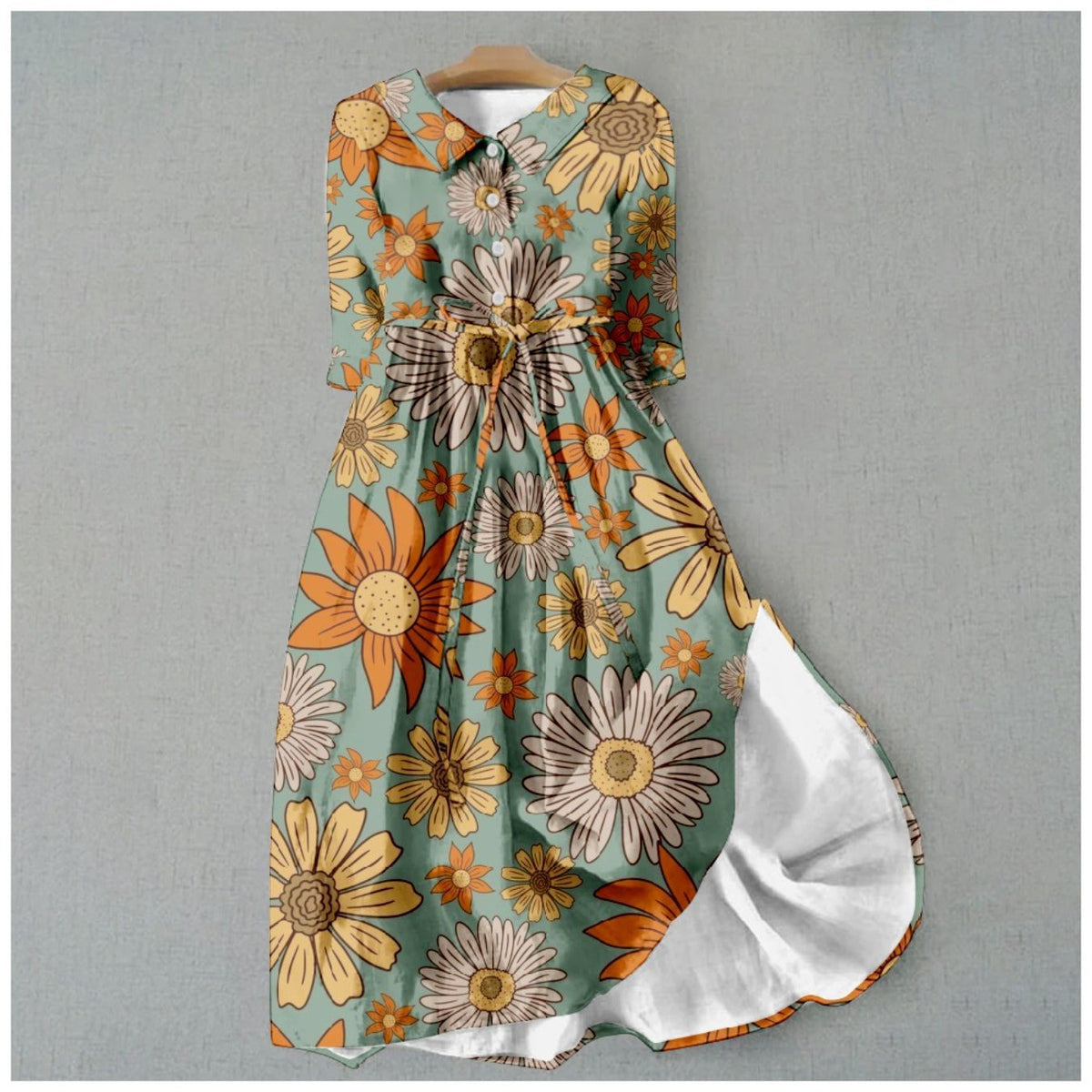 Elegant French Style Polyester Midi Dress