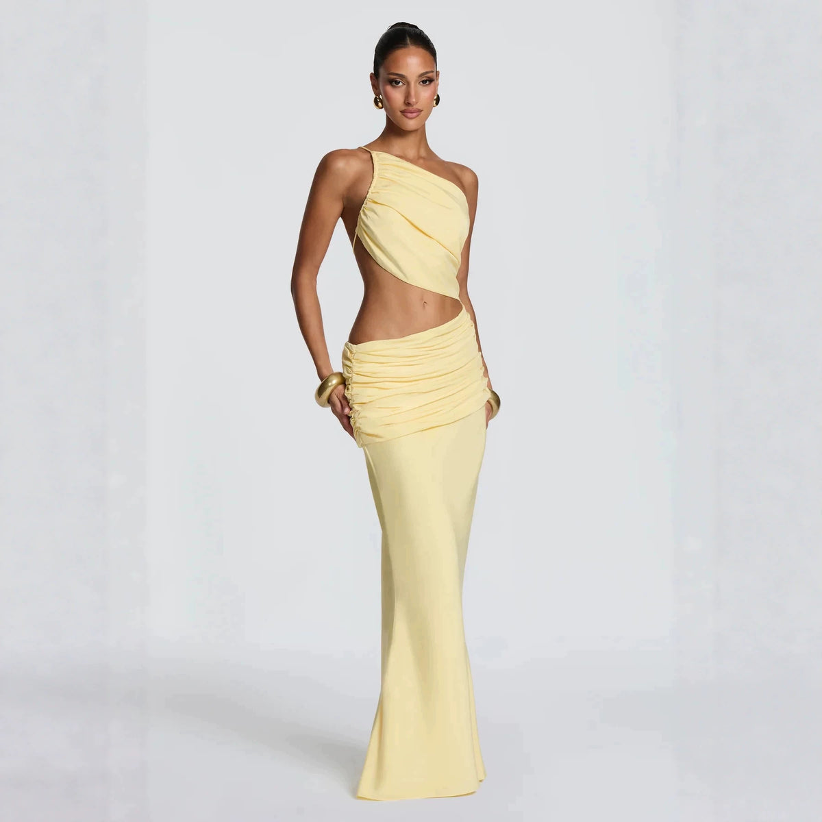 Slim-Fit Hollow-Out Waist Long Dress