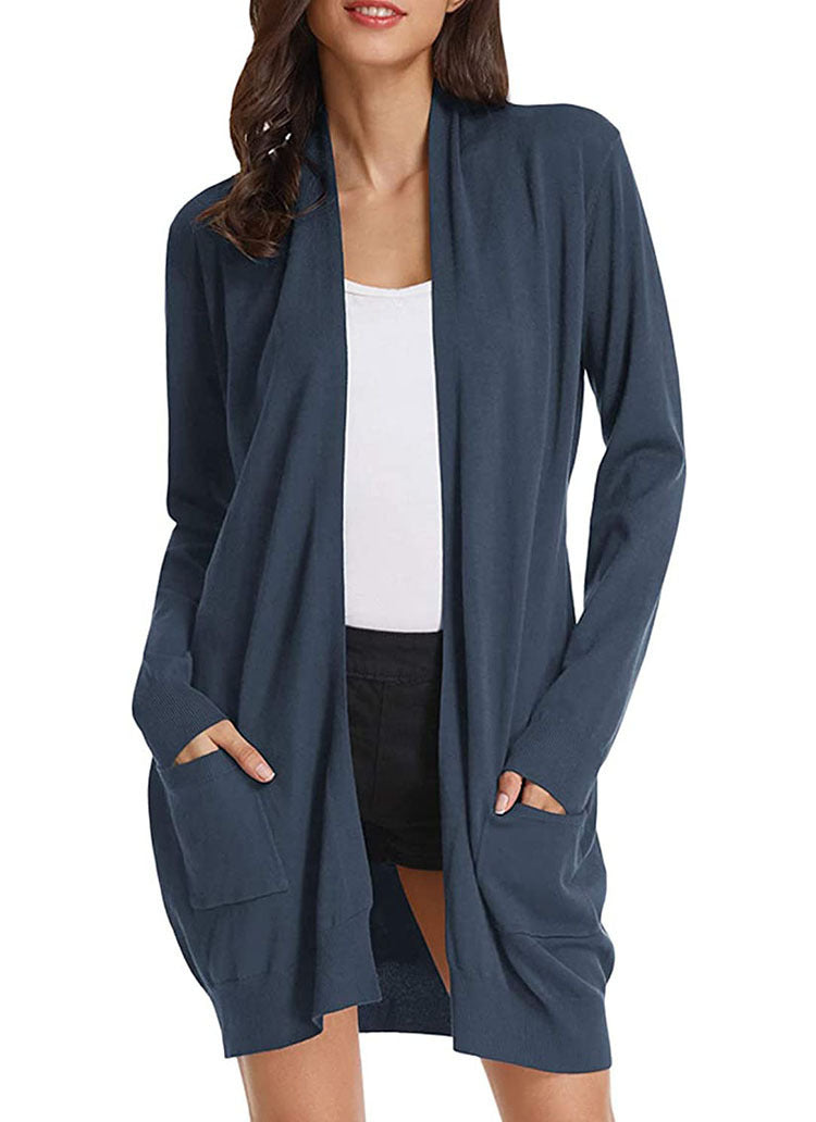 Dames open vest met lange mouwen en zakken