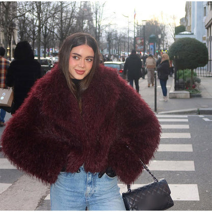 Women's short teddy fur coat