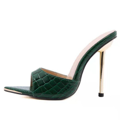 Pointed high heel sandals simple solid color