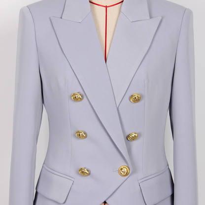 Klassieke damesblazer met dubbele rij gouden knopen