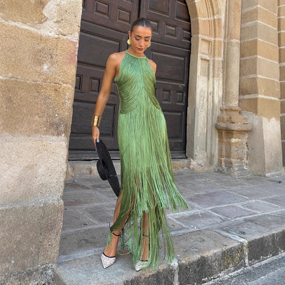 Elegant Halter Neck Long Dress
