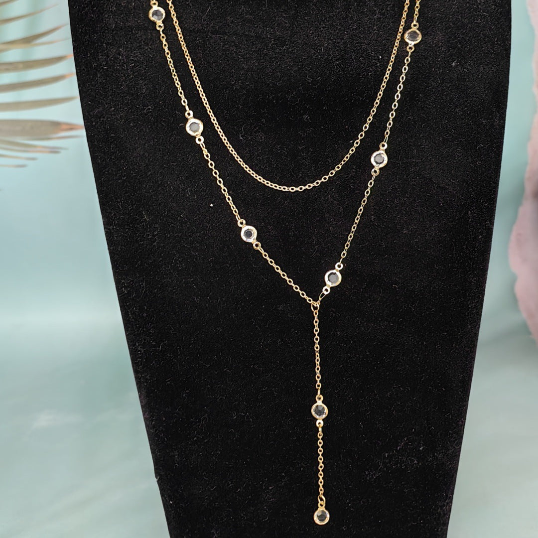 Y-Shaped Rhinestone Pendant Necklace