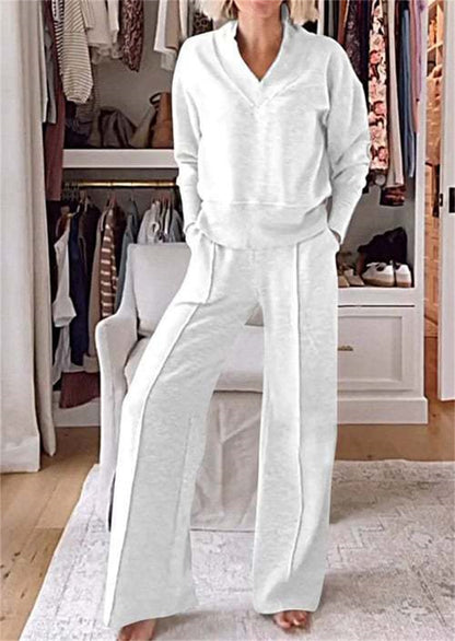 Set van losse top met lange mouwen en wijde broek