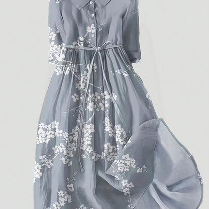 Elegant French Style Polyester Midi Dress