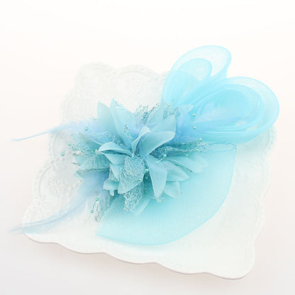 Bridal Feather Mesh Head Flower