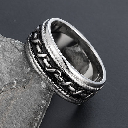 Retro Men's Titanium Steel Rotating Ring