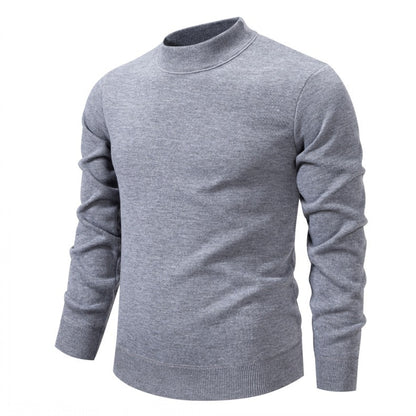 Men's Thickened Fleece-Lined Crew Neck Knit Sweater Autumn Winter