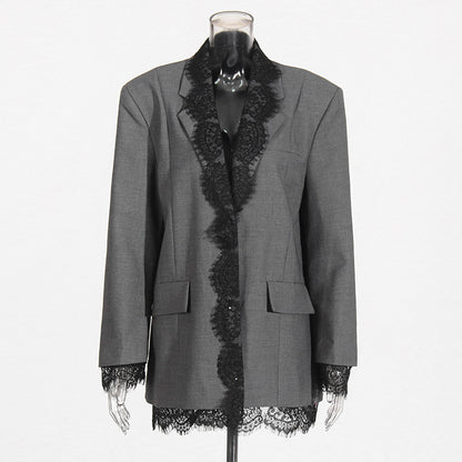 Elegant Lace Embroidered Blazer Jacket