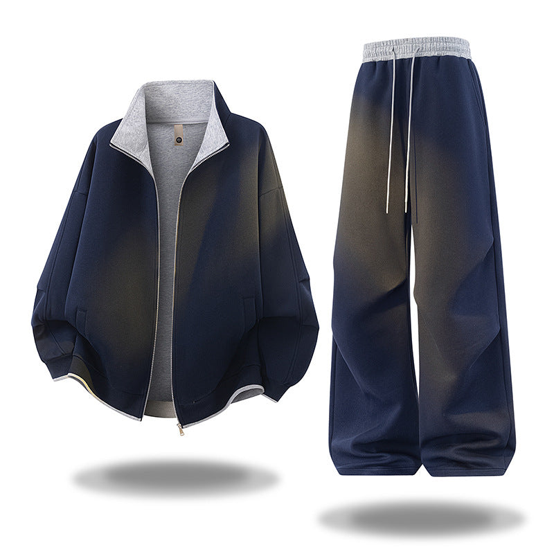 Mens Retro Cotton Blend Cardigan and Pants Set