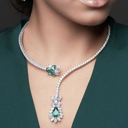 Leaf Motif Luxury Zircon Clavicle Necklace