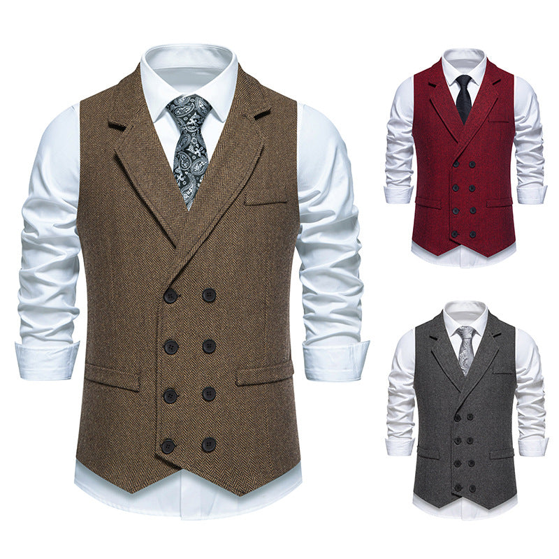 Mens Herringbone Tweed Vest