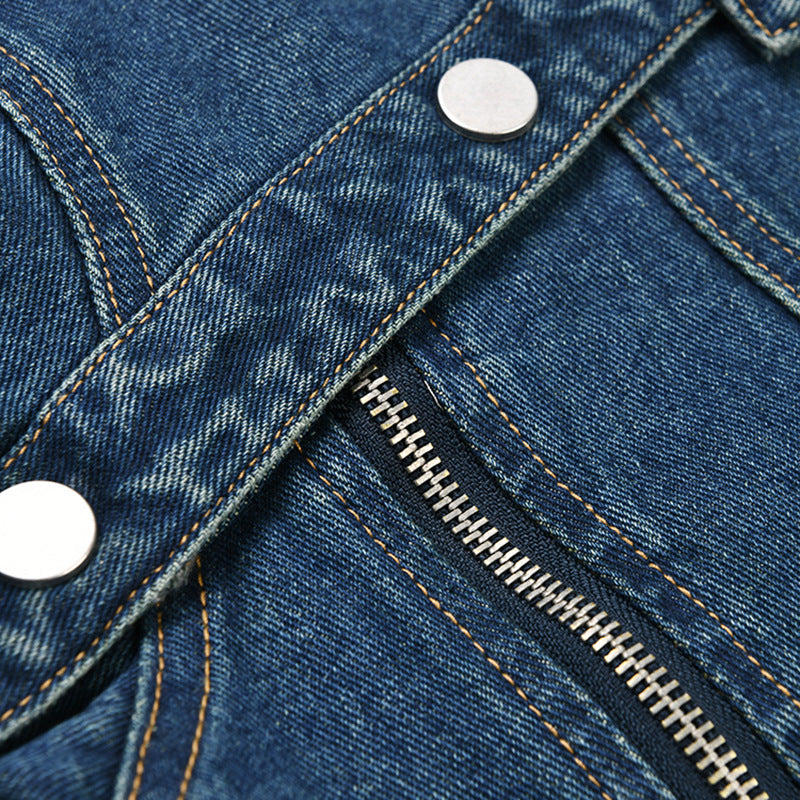 Modieuze losse ultrakorte denim jacket voor dames