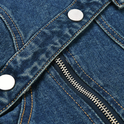 Modieuze losse ultrakorte denim jacket voor dames