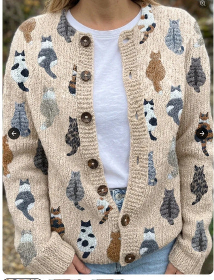 Womens 3D Printed Knit Cardigan