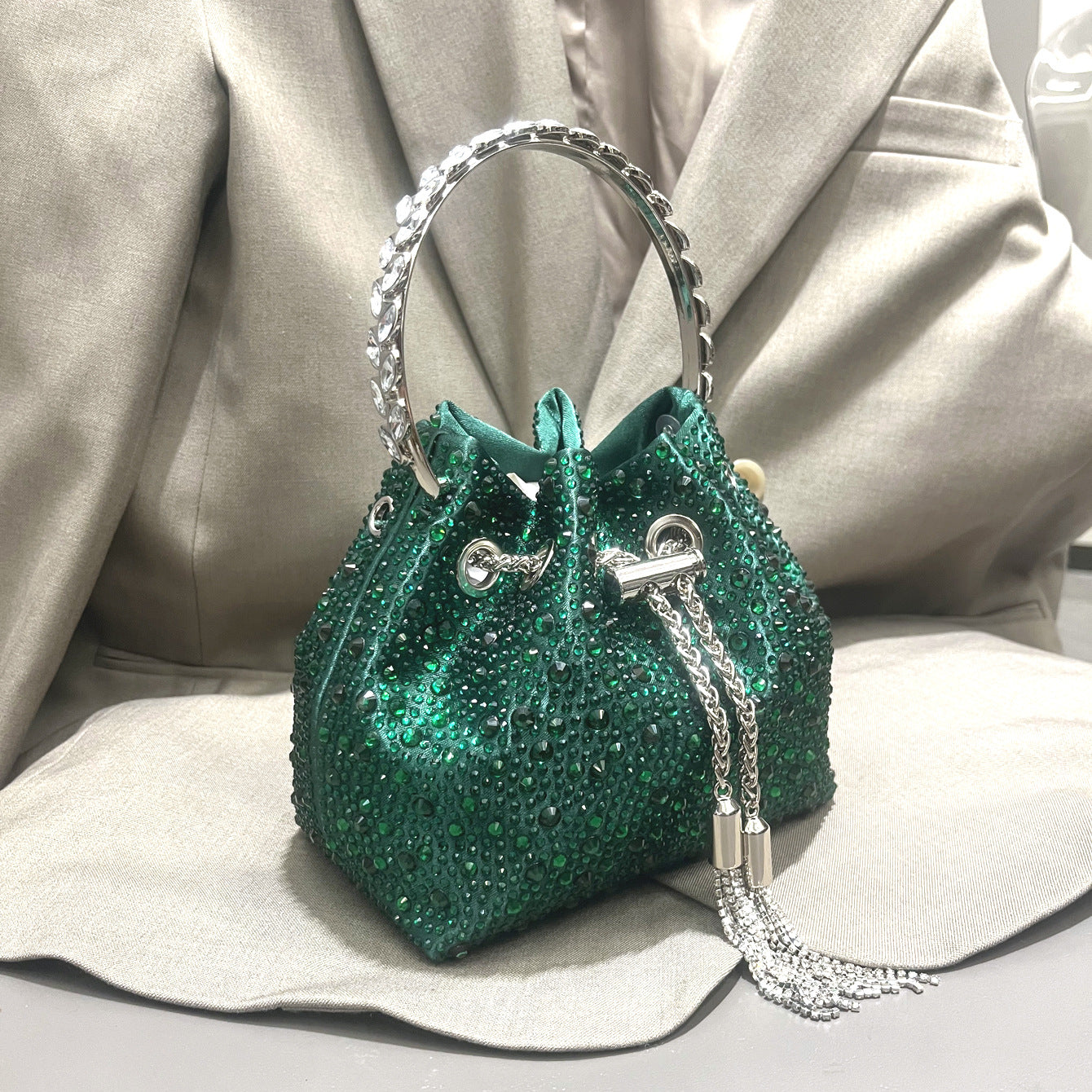 Diamond Crystal Bucket Bag
