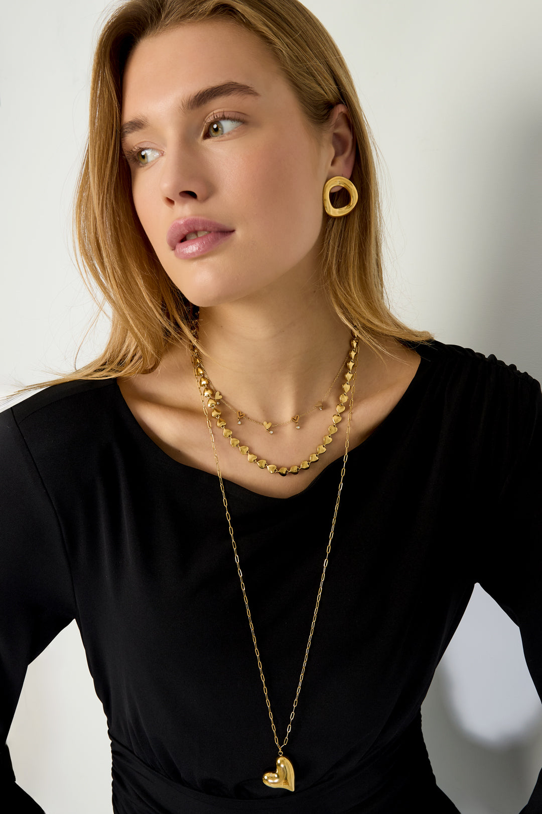 Roestvrijstalen kettingen met hart, casual, dagelijks, eenvoudig, serie, damessieraden